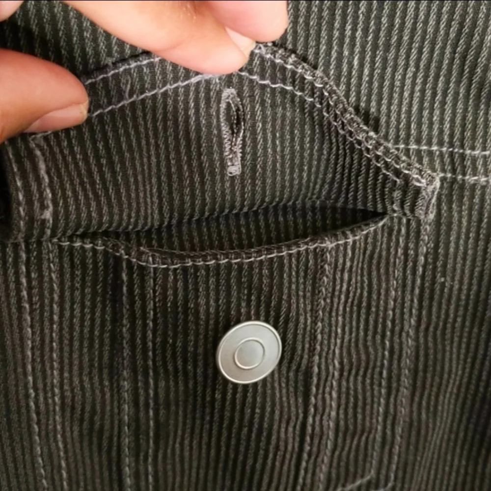 San Francisco| Grey Corduroy Short Button Jacket - Picture 6 of 10